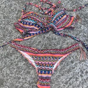 Victoria’s Secret Aztec Wrap around Halter Bikini two piece Set